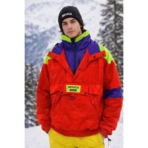 VTG 80s 90s NEVICA Men's Ski Jacket Snow RETRO Coat Size 40 US L-XL ColorBlock